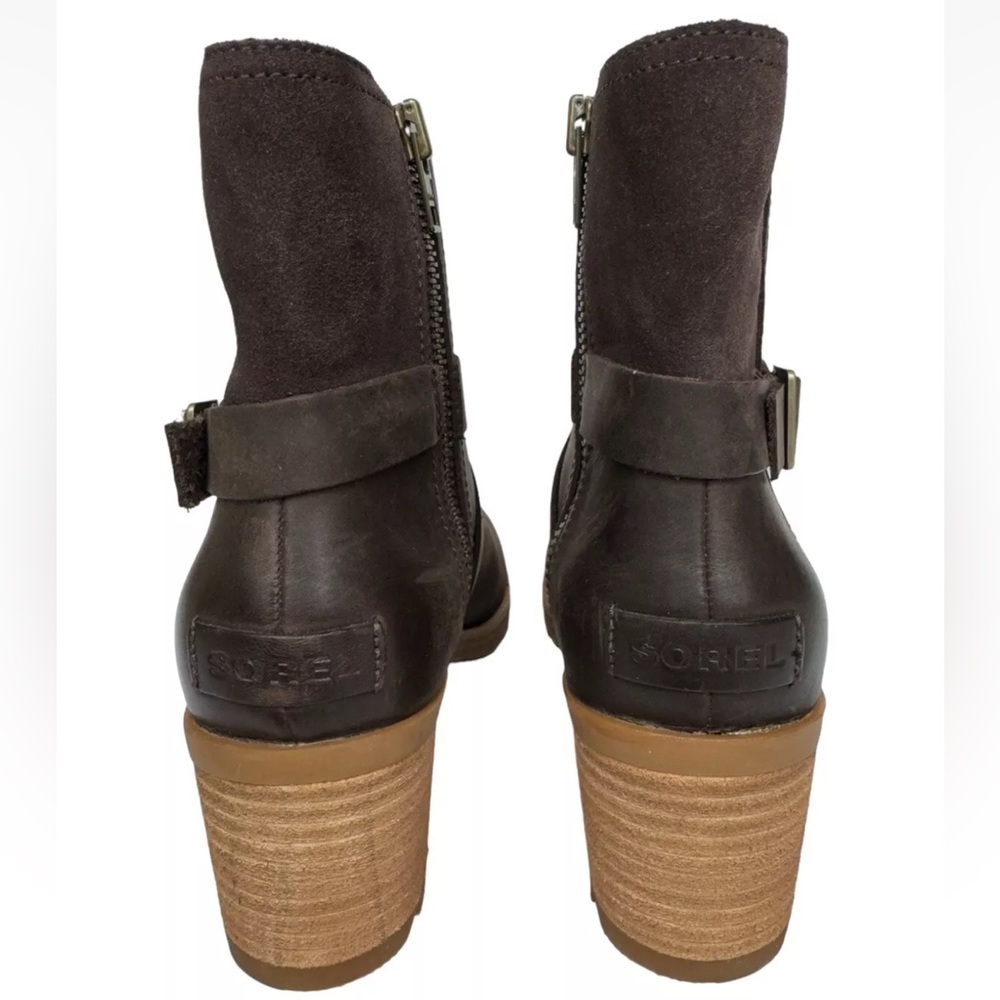 Sorel Cate Women’s Buckle Brown Leather Boots Size 9.5 - Picture 5 of 8